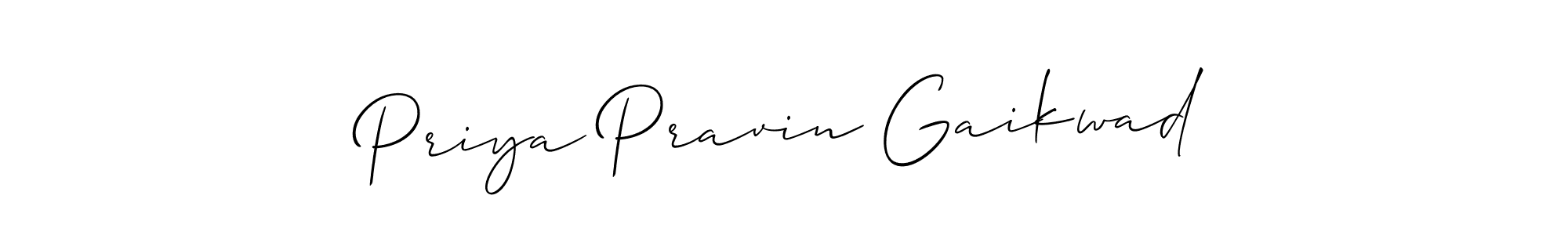The best way (Allison_Script) to make a short signature is to pick only two or three words in your name. The name Priya Pravin Gaikwad include a total of six letters. For converting this name. Priya Pravin Gaikwad signature style 2 images and pictures png
