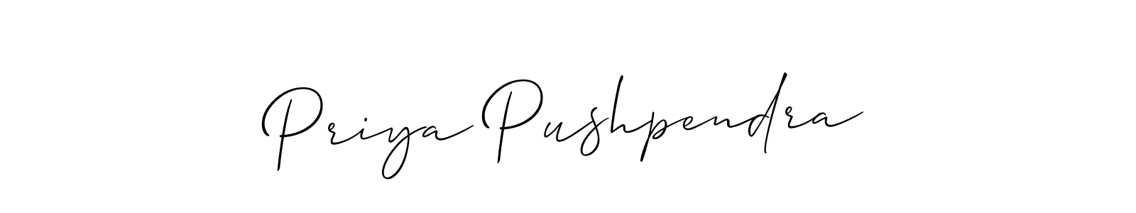 Create a beautiful signature design for name Priya Pushpendra. With this signature (Allison_Script) fonts, you can make a handwritten signature for free. Priya Pushpendra signature style 2 images and pictures png