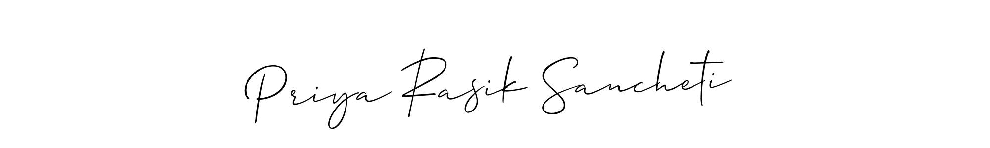 It looks lik you need a new signature style for name Priya Rasik Sancheti. Design unique handwritten (Allison_Script) signature with our free signature maker in just a few clicks. Priya Rasik Sancheti signature style 2 images and pictures png