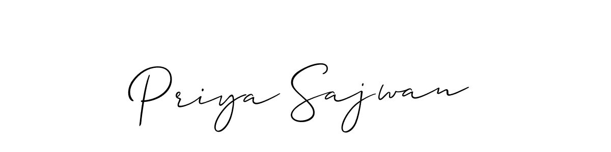 if you are searching for the best signature style for your name Priya Sajwan. so please give up your signature search. here we have designed multiple signature styles  using Allison_Script. Priya Sajwan signature style 2 images and pictures png