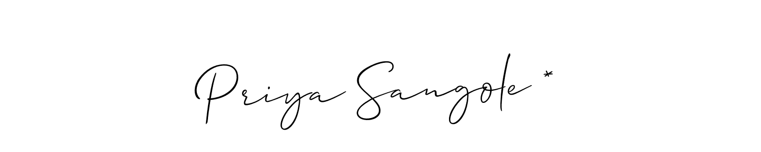 Use a signature maker to create a handwritten signature online. With this signature software, you can design (Allison_Script) your own signature for name Priya Sangole *. Priya Sangole * signature style 2 images and pictures png