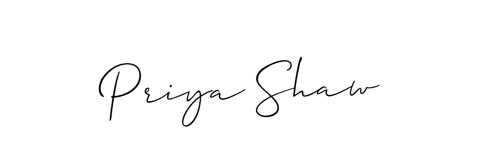 Allison_Script is a professional signature style that is perfect for those who want to add a touch of class to their signature. It is also a great choice for those who want to make their signature more unique. Get Priya Shaw name to fancy signature for free. Priya Shaw signature style 2 images and pictures png