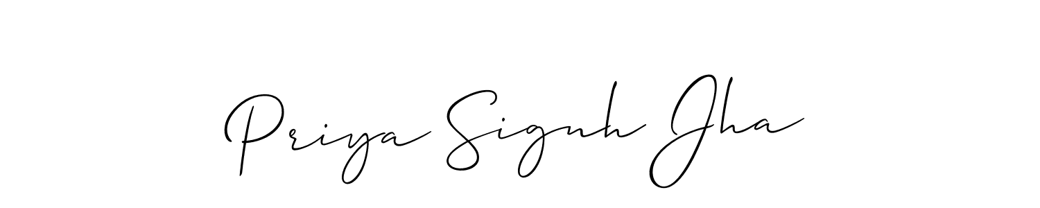 How to make Priya Signh Jha name signature. Use Allison_Script style for creating short signs online. This is the latest handwritten sign. Priya Signh Jha signature style 2 images and pictures png