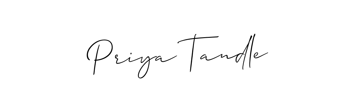 It looks lik you need a new signature style for name Priya Tandle. Design unique handwritten (Allison_Script) signature with our free signature maker in just a few clicks. Priya Tandle signature style 2 images and pictures png