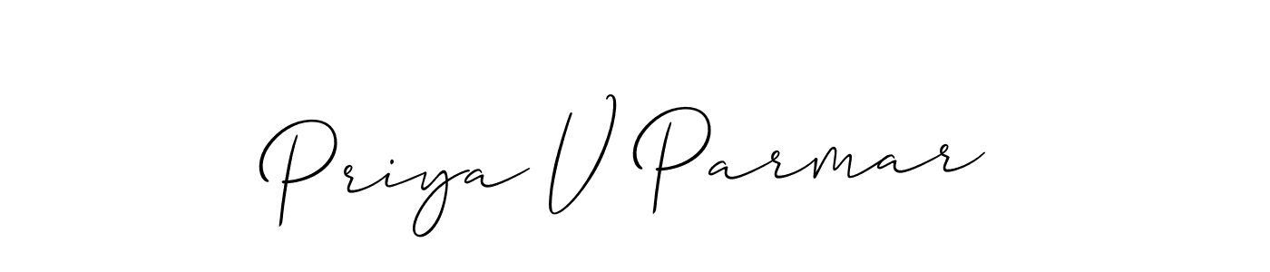 Design your own signature with our free online signature maker. With this signature software, you can create a handwritten (Allison_Script) signature for name Priya V Parmar. Priya V Parmar signature style 2 images and pictures png