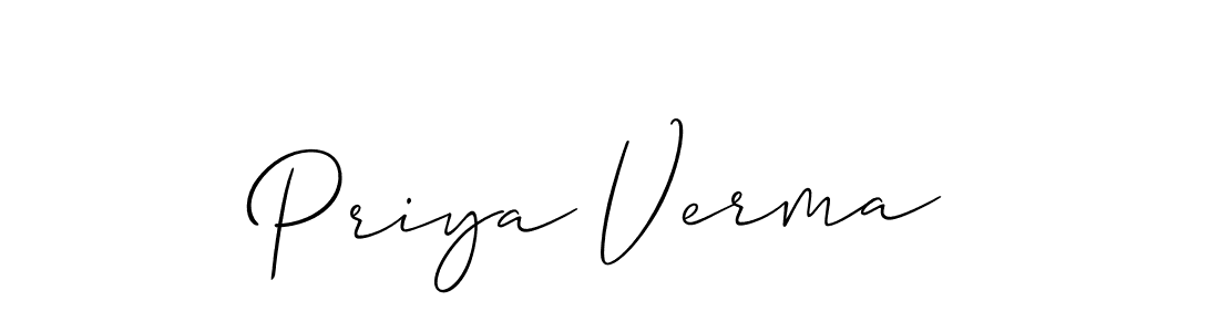 The best way (Allison_Script) to make a short signature is to pick only two or three words in your name. The name Priya Verma include a total of six letters. For converting this name. Priya Verma signature style 2 images and pictures png