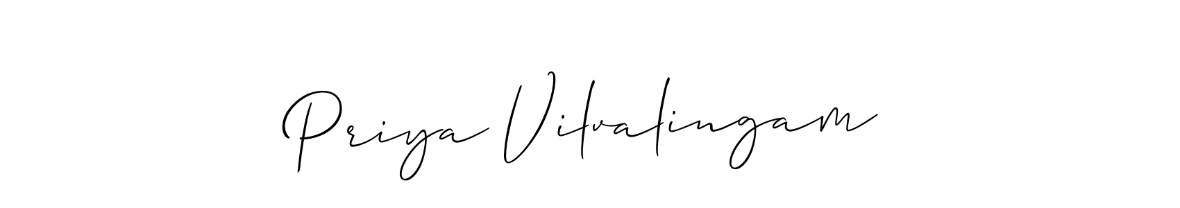 How to make Priya Vilvalingam name signature. Use Allison_Script style for creating short signs online. This is the latest handwritten sign. Priya Vilvalingam signature style 2 images and pictures png