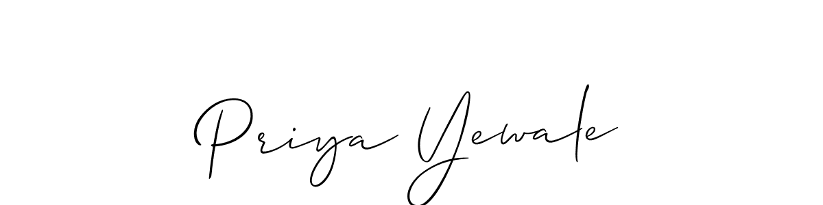Create a beautiful signature design for name Priya Yewale. With this signature (Allison_Script) fonts, you can make a handwritten signature for free. Priya Yewale signature style 2 images and pictures png