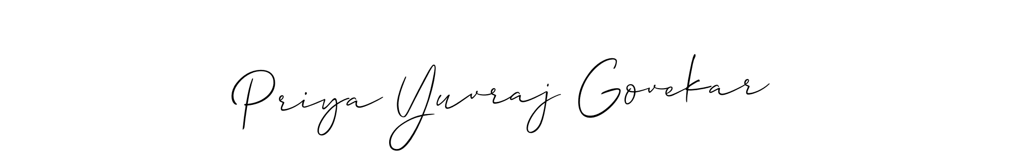 Make a beautiful signature design for name Priya Yuvraj Govekar. With this signature (Allison_Script) style, you can create a handwritten signature for free. Priya Yuvraj Govekar signature style 2 images and pictures png