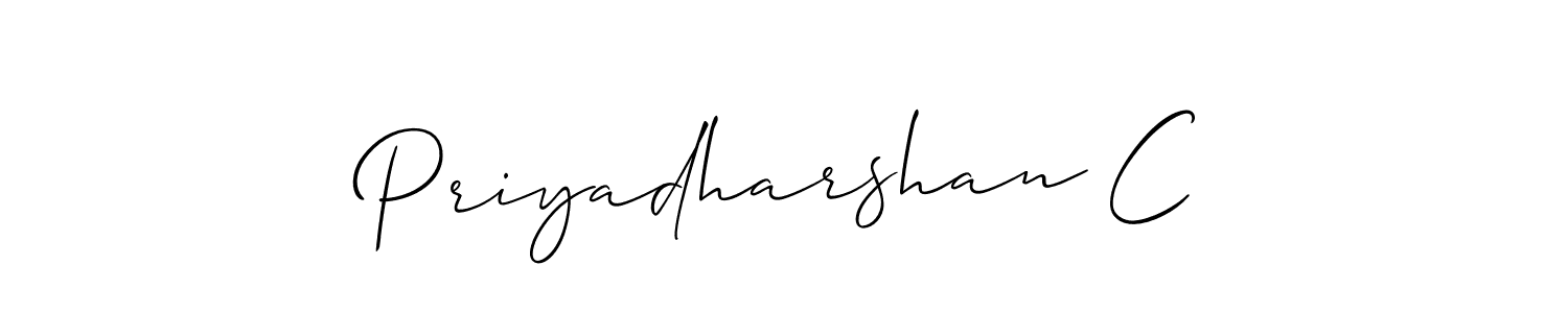 Make a beautiful signature design for name Priyadharshan C. With this signature (Allison_Script) style, you can create a handwritten signature for free. Priyadharshan C signature style 2 images and pictures png
