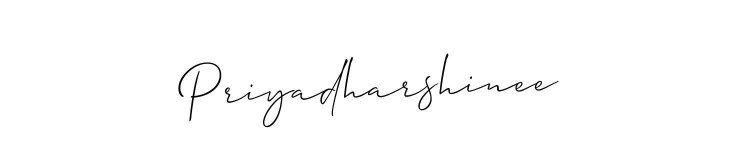 How to make Priyadharshinee name signature. Use Allison_Script style for creating short signs online. This is the latest handwritten sign. Priyadharshinee signature style 2 images and pictures png