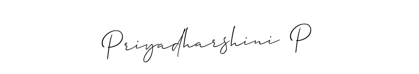 Similarly Allison_Script is the best handwritten signature design. Signature creator online .You can use it as an online autograph creator for name Priyadharshini  P. Priyadharshini  P signature style 2 images and pictures png