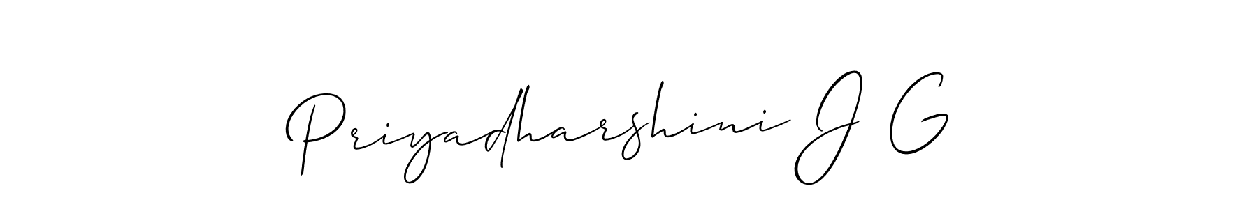 Also we have Priyadharshini J G name is the best signature style. Create professional handwritten signature collection using Allison_Script autograph style. Priyadharshini J G signature style 2 images and pictures png