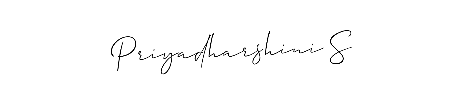 Also You can easily find your signature by using the search form. We will create Priyadharshini S name handwritten signature images for you free of cost using Allison_Script sign style. Priyadharshini S signature style 2 images and pictures png