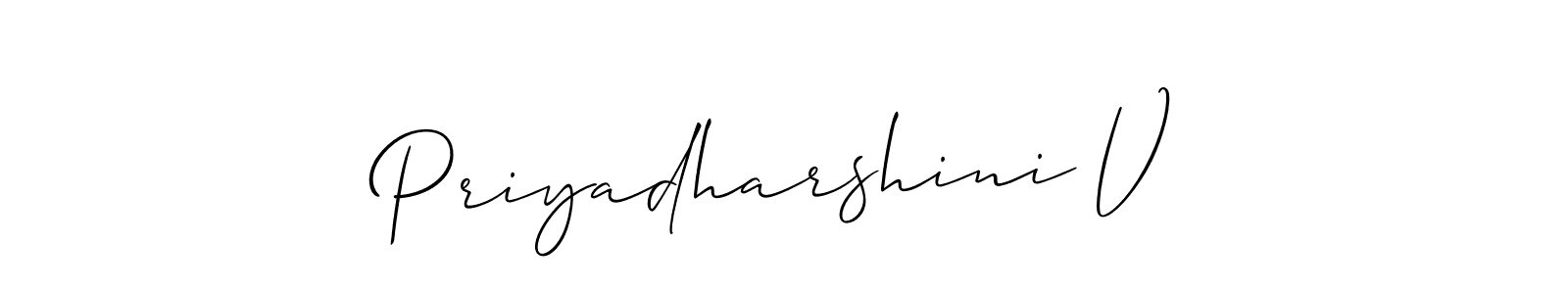 Design your own signature with our free online signature maker. With this signature software, you can create a handwritten (Allison_Script) signature for name Priyadharshini V. Priyadharshini V signature style 2 images and pictures png