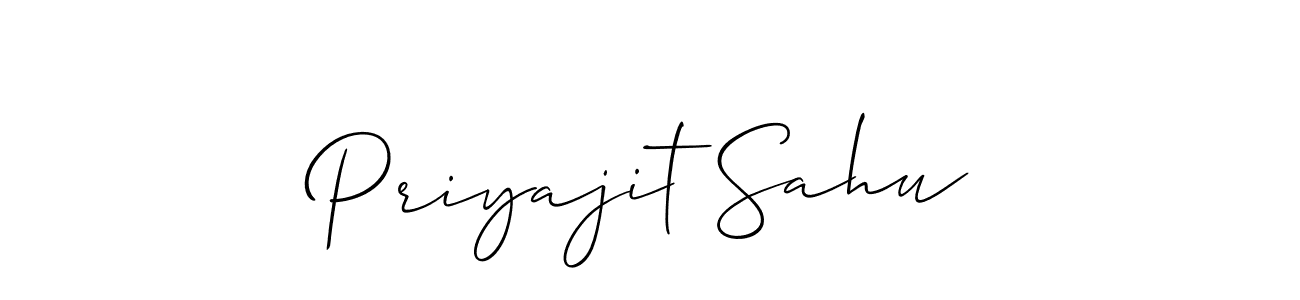 How to make Priyajit Sahu name signature. Use Allison_Script style for creating short signs online. This is the latest handwritten sign. Priyajit Sahu signature style 2 images and pictures png