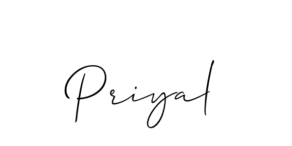 Make a beautiful signature design for name Priyal. With this signature (Allison_Script) style, you can create a handwritten signature for free. Priyal signature style 2 images and pictures png