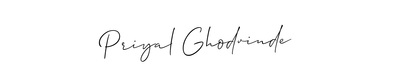 How to Draw Priyal Ghodvinde signature style? Allison_Script is a latest design signature styles for name Priyal Ghodvinde. Priyal Ghodvinde signature style 2 images and pictures png