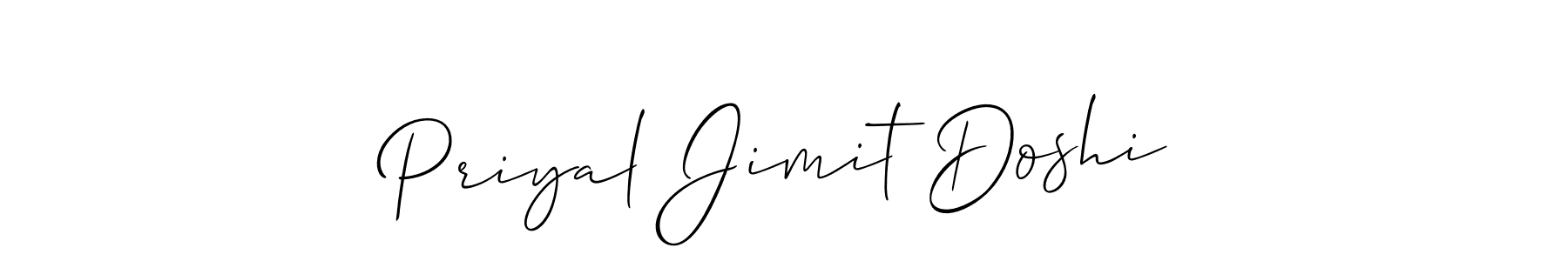 Allison_Script is a professional signature style that is perfect for those who want to add a touch of class to their signature. It is also a great choice for those who want to make their signature more unique. Get Priyal Jimit Doshi name to fancy signature for free. Priyal Jimit Doshi signature style 2 images and pictures png