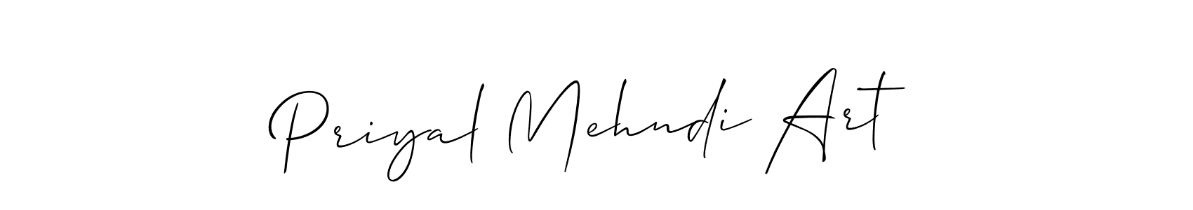 This is the best signature style for the Priyal Mehndi Art name. Also you like these signature font (Allison_Script). Mix name signature. Priyal Mehndi Art signature style 2 images and pictures png