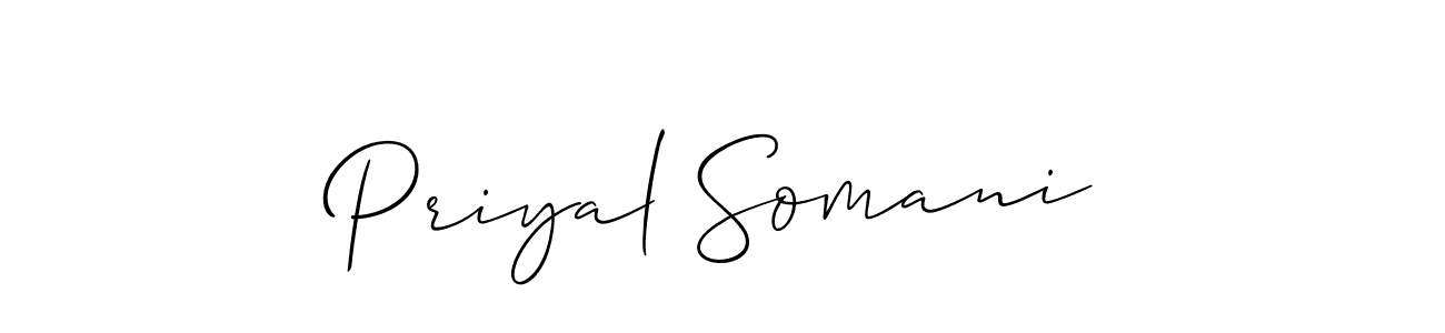 Design your own signature with our free online signature maker. With this signature software, you can create a handwritten (Allison_Script) signature for name Priyal Somani. Priyal Somani signature style 2 images and pictures png