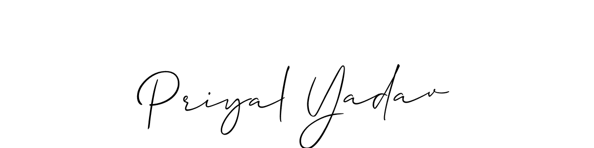 It looks lik you need a new signature style for name Priyal Yadav. Design unique handwritten (Allison_Script) signature with our free signature maker in just a few clicks. Priyal Yadav signature style 2 images and pictures png