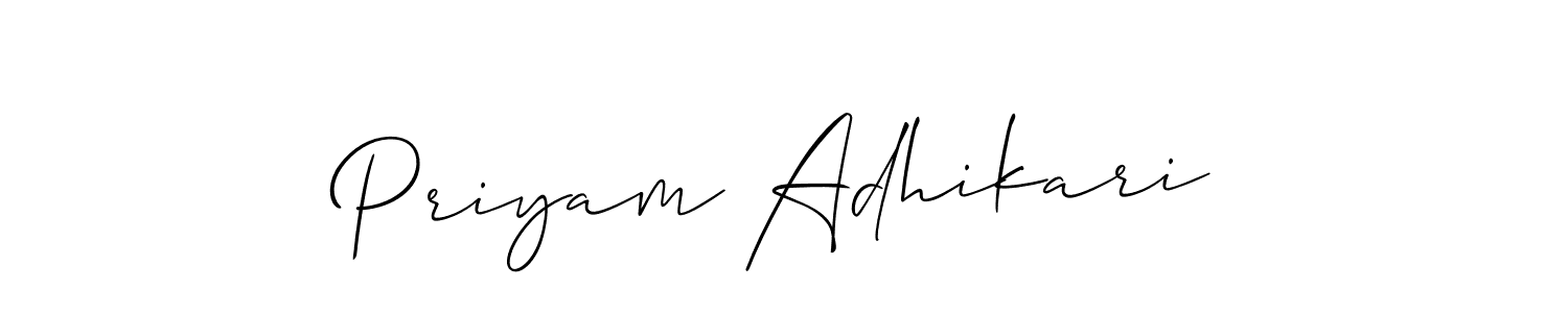 if you are searching for the best signature style for your name Priyam Adhikari. so please give up your signature search. here we have designed multiple signature styles  using Allison_Script. Priyam Adhikari signature style 2 images and pictures png