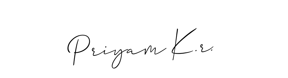 if you are searching for the best signature style for your name Priyam K.r.. so please give up your signature search. here we have designed multiple signature styles  using Allison_Script. Priyam K.r. signature style 2 images and pictures png