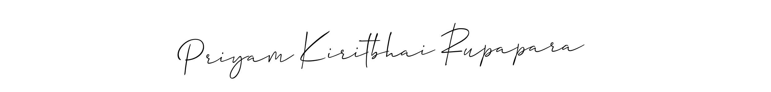 Create a beautiful signature design for name Priyam Kiritbhai Rupapara. With this signature (Allison_Script) fonts, you can make a handwritten signature for free. Priyam Kiritbhai Rupapara signature style 2 images and pictures png