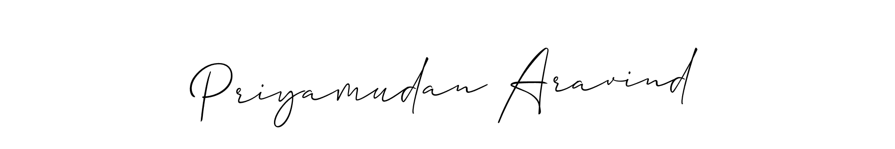 Priyamudan Aravind stylish signature style. Best Handwritten Sign (Allison_Script) for my name. Handwritten Signature Collection Ideas for my name Priyamudan Aravind. Priyamudan Aravind signature style 2 images and pictures png