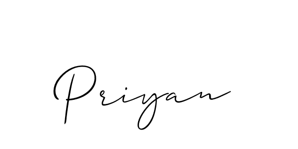 Create a beautiful signature design for name Priyan. With this signature (Allison_Script) fonts, you can make a handwritten signature for free. Priyan signature style 2 images and pictures png
