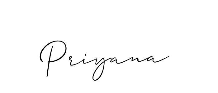 Use a signature maker to create a handwritten signature online. With this signature software, you can design (Allison_Script) your own signature for name Priyana. Priyana signature style 2 images and pictures png