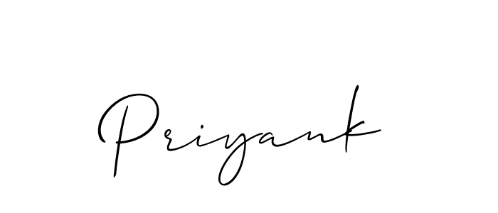 Make a beautiful signature design for name Priyank. With this signature (Allison_Script) style, you can create a handwritten signature for free. Priyank signature style 2 images and pictures png