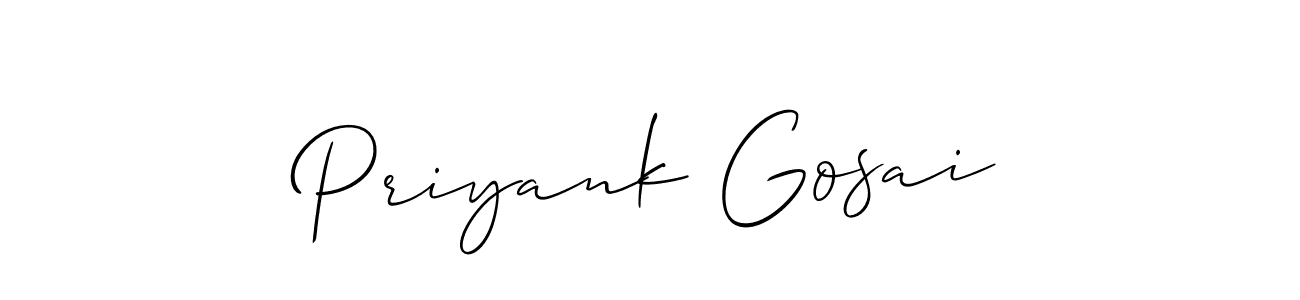 Use a signature maker to create a handwritten signature online. With this signature software, you can design (Allison_Script) your own signature for name Priyank Gosai. Priyank Gosai signature style 2 images and pictures png