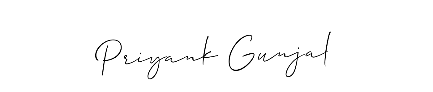 Allison_Script is a professional signature style that is perfect for those who want to add a touch of class to their signature. It is also a great choice for those who want to make their signature more unique. Get Priyank Gunjal name to fancy signature for free. Priyank Gunjal signature style 2 images and pictures png