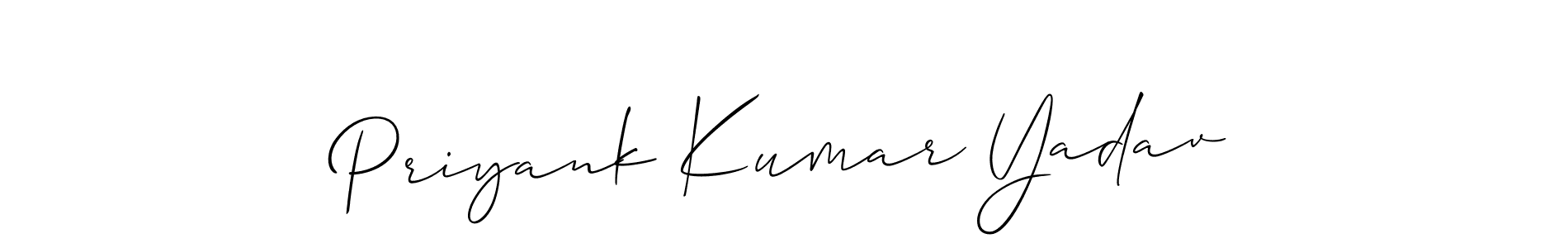 Make a short Priyank Kumar Yadav signature style. Manage your documents anywhere anytime using Allison_Script. Create and add eSignatures, submit forms, share and send files easily. Priyank Kumar Yadav signature style 2 images and pictures png