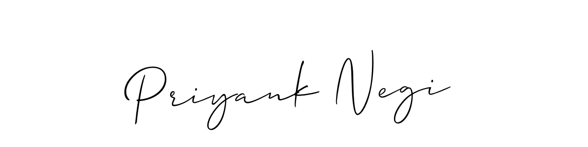 Create a beautiful signature design for name Priyank Negi. With this signature (Allison_Script) fonts, you can make a handwritten signature for free. Priyank Negi signature style 2 images and pictures png