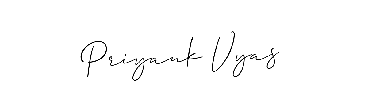 Also You can easily find your signature by using the search form. We will create Priyank Vyas name handwritten signature images for you free of cost using Allison_Script sign style. Priyank Vyas signature style 2 images and pictures png