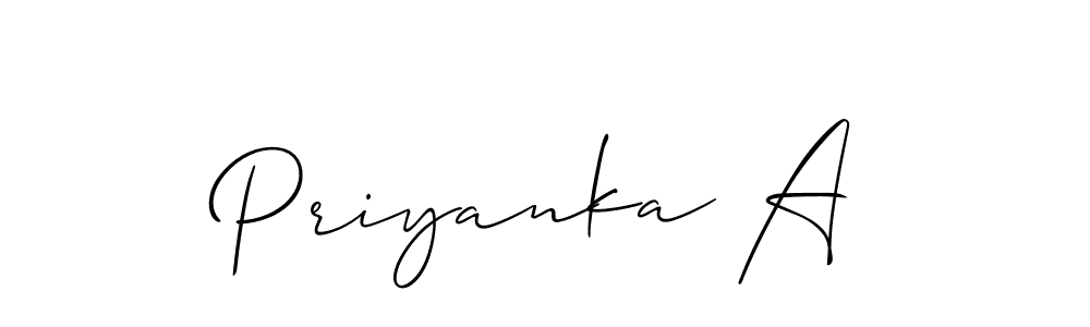 It looks lik you need a new signature style for name Priyanka A. Design unique handwritten (Allison_Script) signature with our free signature maker in just a few clicks. Priyanka A signature style 2 images and pictures png