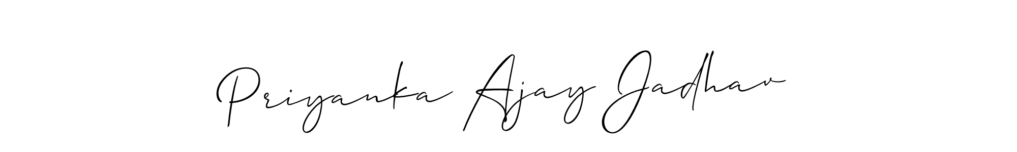 Also You can easily find your signature by using the search form. We will create Priyanka Ajay Jadhav name handwritten signature images for you free of cost using Allison_Script sign style. Priyanka Ajay Jadhav signature style 2 images and pictures png