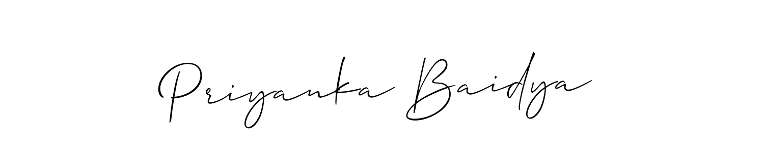 if you are searching for the best signature style for your name Priyanka Baidya. so please give up your signature search. here we have designed multiple signature styles  using Allison_Script. Priyanka Baidya signature style 2 images and pictures png