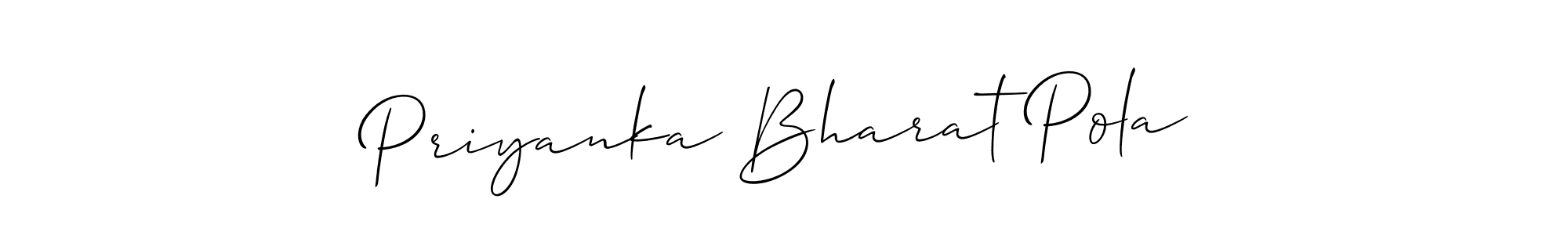 You should practise on your own different ways (Allison_Script) to write your name (Priyanka Bharat Pola) in signature. don't let someone else do it for you. Priyanka Bharat Pola signature style 2 images and pictures png