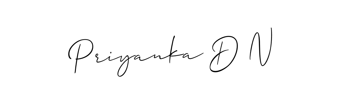 Use a signature maker to create a handwritten signature online. With this signature software, you can design (Allison_Script) your own signature for name Priyanka D N. Priyanka D N signature style 2 images and pictures png