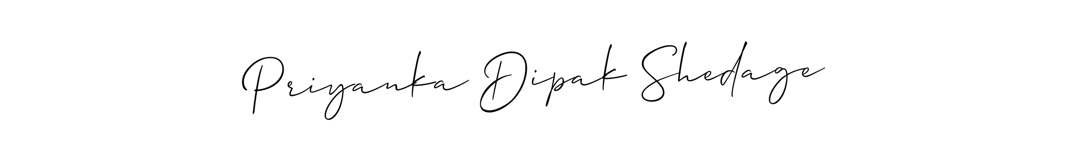 Allison_Script is a professional signature style that is perfect for those who want to add a touch of class to their signature. It is also a great choice for those who want to make their signature more unique. Get Priyanka Dipak Shedage name to fancy signature for free. Priyanka Dipak Shedage signature style 2 images and pictures png