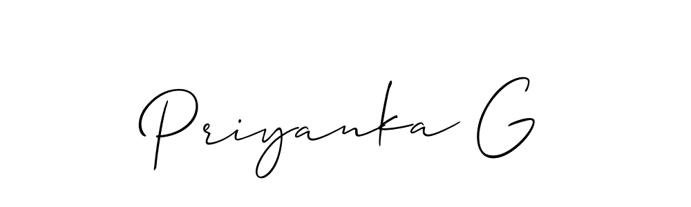 Use a signature maker to create a handwritten signature online. With this signature software, you can design (Allison_Script) your own signature for name Priyanka G. Priyanka G signature style 2 images and pictures png