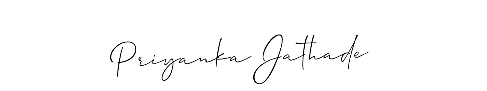 The best way (Allison_Script) to make a short signature is to pick only two or three words in your name. The name Priyanka Jathade include a total of six letters. For converting this name. Priyanka Jathade signature style 2 images and pictures png