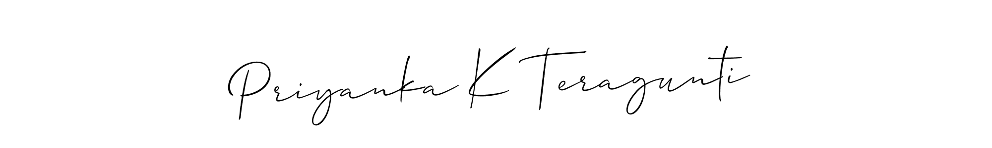 if you are searching for the best signature style for your name Priyanka K Teragunti. so please give up your signature search. here we have designed multiple signature styles  using Allison_Script. Priyanka K Teragunti signature style 2 images and pictures png