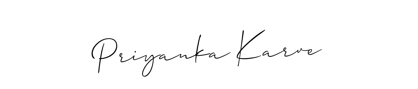 The best way (Allison_Script) to make a short signature is to pick only two or three words in your name. The name Priyanka Karve include a total of six letters. For converting this name. Priyanka Karve signature style 2 images and pictures png