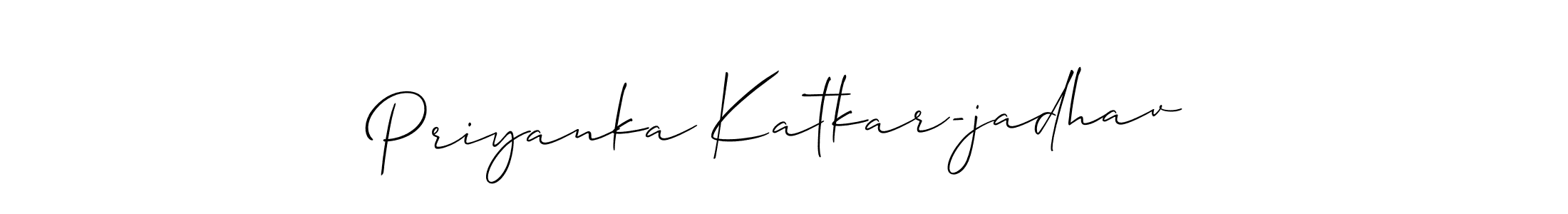 The best way (Allison_Script) to make a short signature is to pick only two or three words in your name. The name Priyanka Katkar-jadhav include a total of six letters. For converting this name. Priyanka Katkar-jadhav signature style 2 images and pictures png