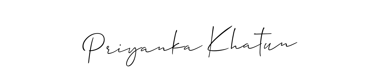 The best way (Allison_Script) to make a short signature is to pick only two or three words in your name. The name Priyanka Khatun include a total of six letters. For converting this name. Priyanka Khatun signature style 2 images and pictures png